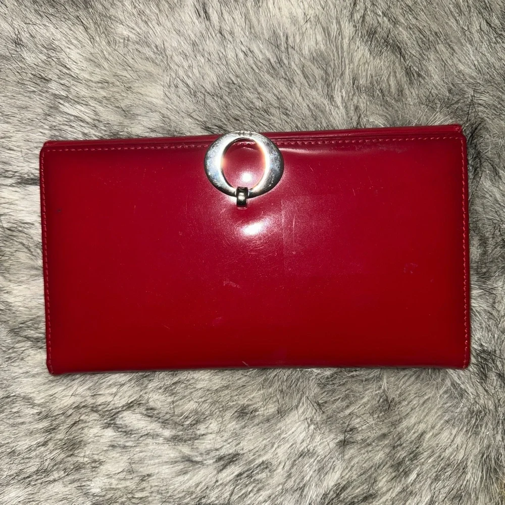 Christian Dior Red Wallet – Glossy Finish, Convertible Crossbody